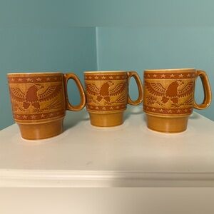 Pfaltzgraff Brown Eagle Relief Ceramic Coffee Mug - Set of 3